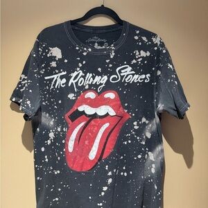 The Rolling Stones Black Washed & White Splatter Short Sleeve Tee
